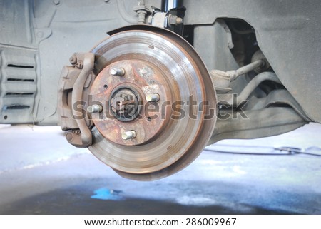 Close up of car disk brake