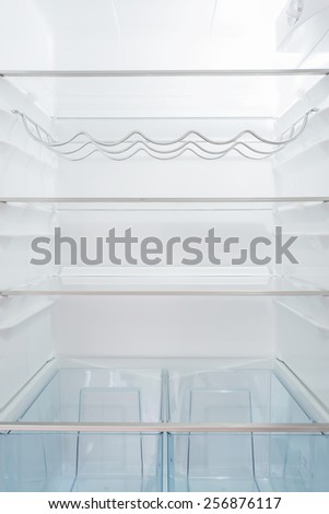 Empty shelves in fridge