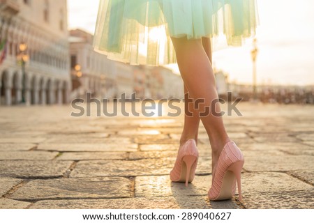 Fashionable woman wearing high heel shoes