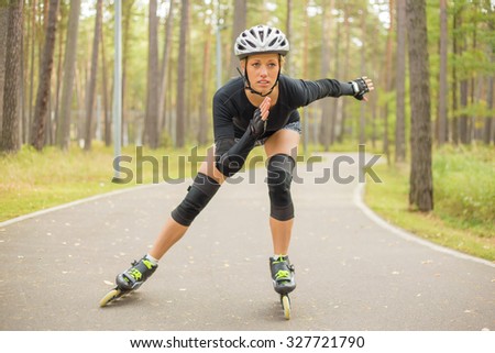 Active woman roller skating