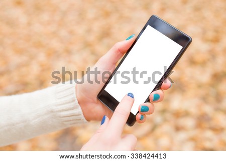 Woman using mobile device