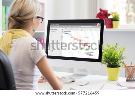 Woman using Gantt chart for project management