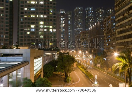 Residence in Hong Kong at night