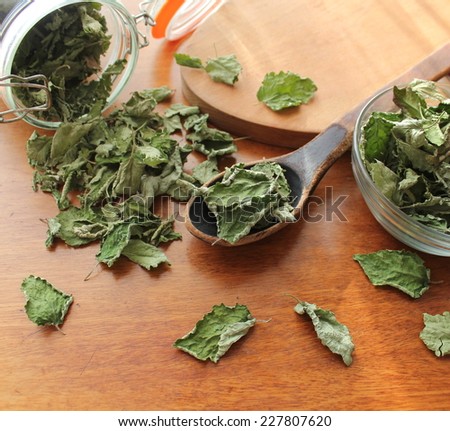 Dry mint prepared for tea