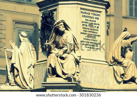 Prophet Isaiah (Isaias) statue in Rome, Italy. Biblical Statues at Base of Colonna dell'Imacolata in rome, Italy ( March 11, 2015 )