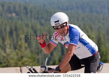 COEUR D ALENE, ID - JUNE 23:  Rene Rodarte at the June 23, 2013 Ironman Triathlon in Coeur d\'Alene, Idaho.