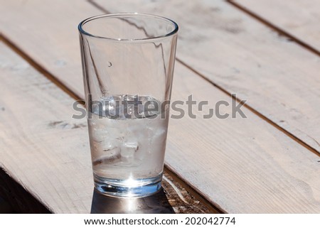 Ice water in a clear glass can either be seen as half full or as half empty.