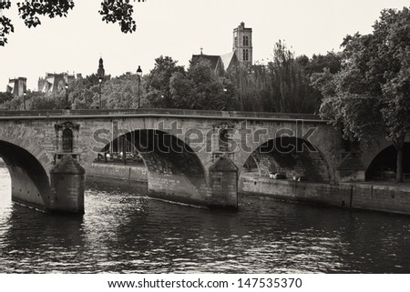 Pont Neuf Bridge in Paris - Pont Neuf Bridge - The oldest standing bridge across the river Seine in Paris