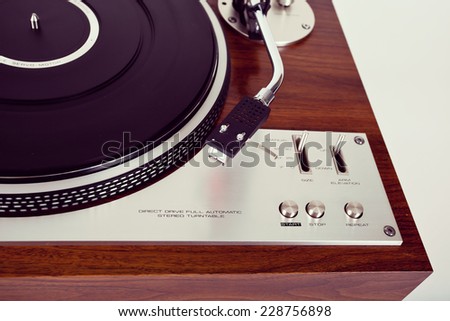 Stereo Turntable Vinyl Record Player Analog Retro Vintage Top View