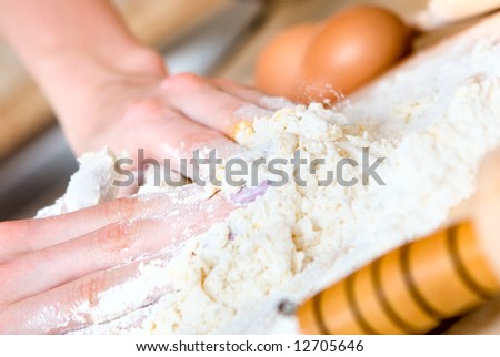Woman making cake  close up