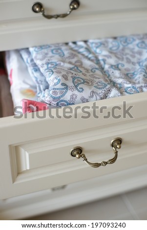 Blanket in an open drawer