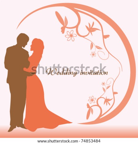 stock vector wedding card template with floral ornament