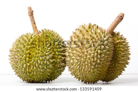 Close up of durian isolated on white background.