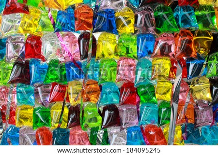 background of colorful water inside plastic bag.