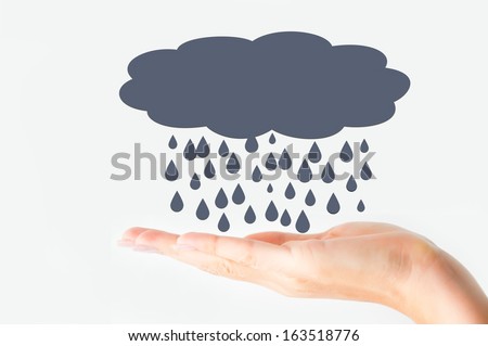 Raining in hand concept