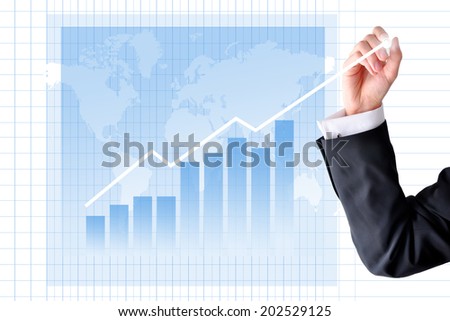 Increase sales and business with businessman hand graph