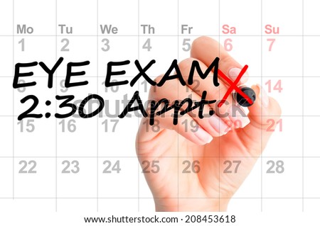 Eye exam appointment on calendar