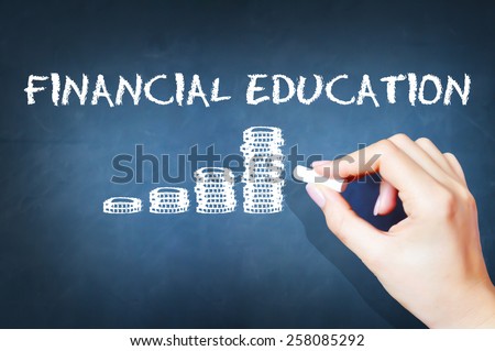 Financial education text on blackboard