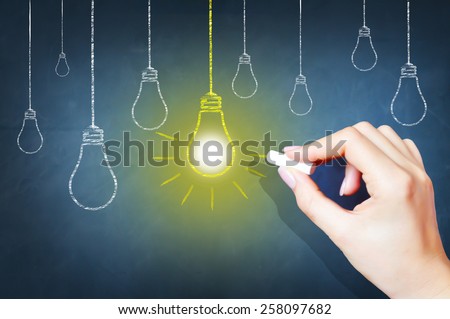 Bright idea on blackboard concept