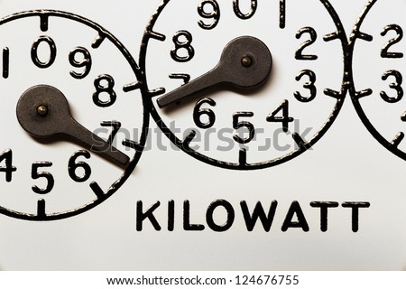 Kilowatt hour electric meter register dials and pointers