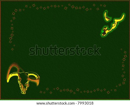 Abstract illustration with cattle skull frame