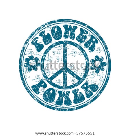 Flower Power on With Two Flower Shapes  The Hippie Sign And The Text Flower Power