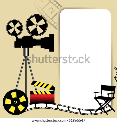 Camera  Film on Movie Camera  Film Reel  Director Chair And Clapboard  Cinema Concept