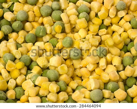 frozen corn and peas close up