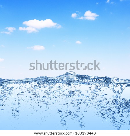 Clear water surface under the blue sky