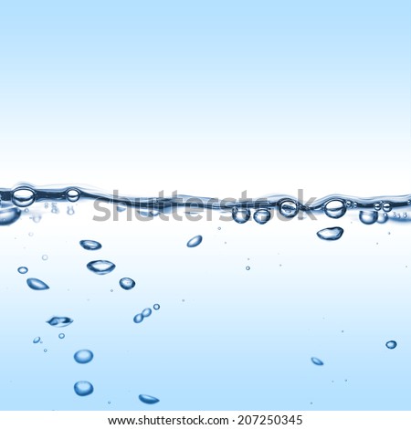 Water abstract background. A bubbles on a clear liquid surface