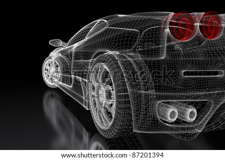 stock photo Sport car model on a black background 3d rendered image