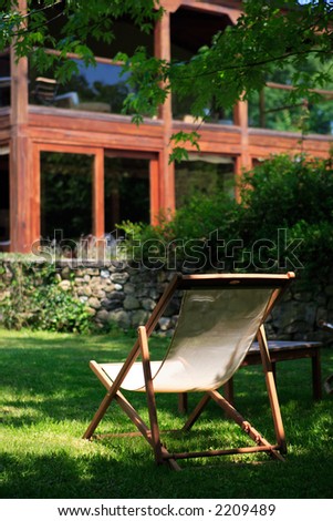wooden garden chairin spanish house