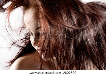 Brown Hair To Red Hair. stock photo : Red/rown hair