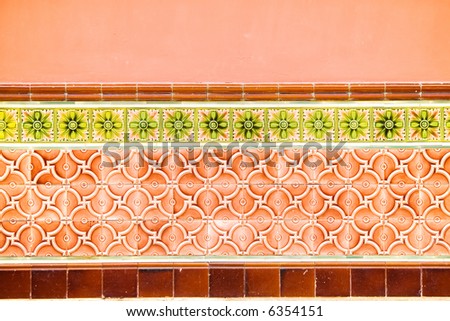 Repeating background pattern of wall tiles in temple