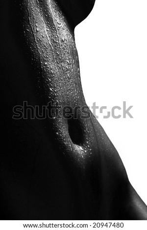 Anonymous wet nude white background