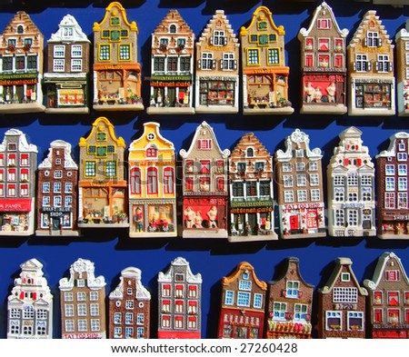 model houses, fridge magnets