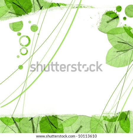 flower petals decorative border with ink stains  on white background