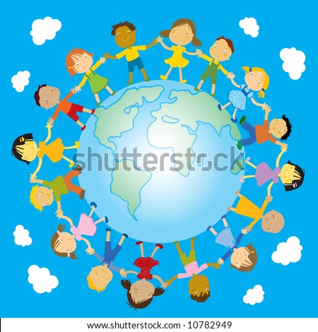 Children Holding Hands Around The Earth. holding hands around the