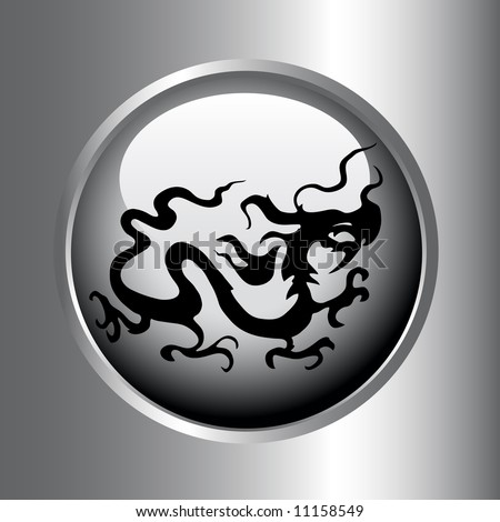 stock vector vector illustration of black dragon tattoo logo with round 