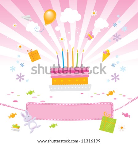 stock vector : birthday party for girls vector illustration with 
