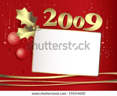 Happy New Year Greetings 2009. stock vector : happy new year 2009- vector greeting card on red background