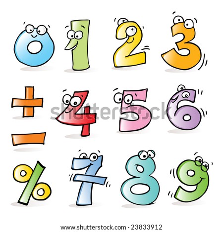 stock vector : vector cartoon funny numbers, hand-drawing style, 
