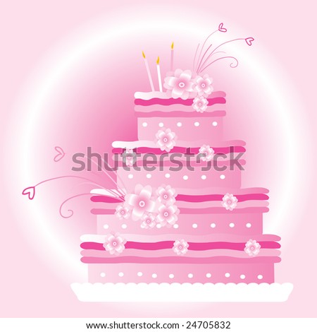 stock vector pink wedding cake vector illustration