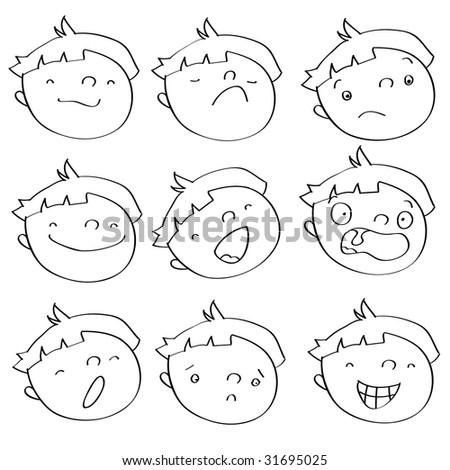 funny cartoon faces. stock vector : funny cartoon