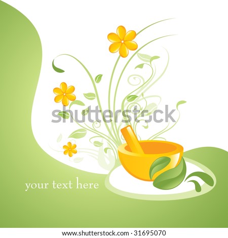 alternative medicines vector floral background, health and wellness on natural way