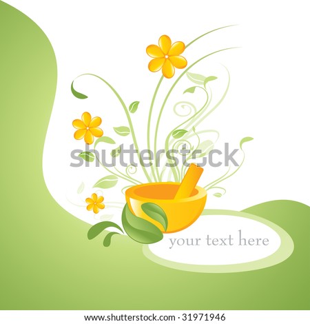 alternative medicines vector floral background, health and wellness on natural way