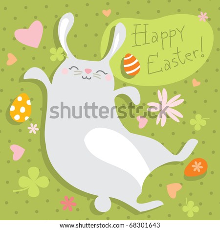happy easter bunny. cute happy Easter bunny on