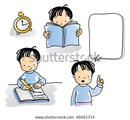 kid writing cartoon