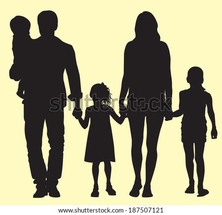 Family Walking Hand in Hand Family Walking Hand in Hand