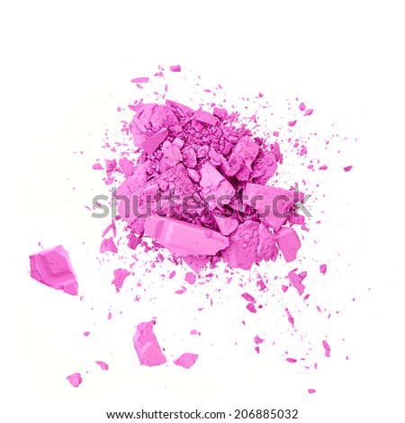 Crushed purple eye shadow isolated on white background